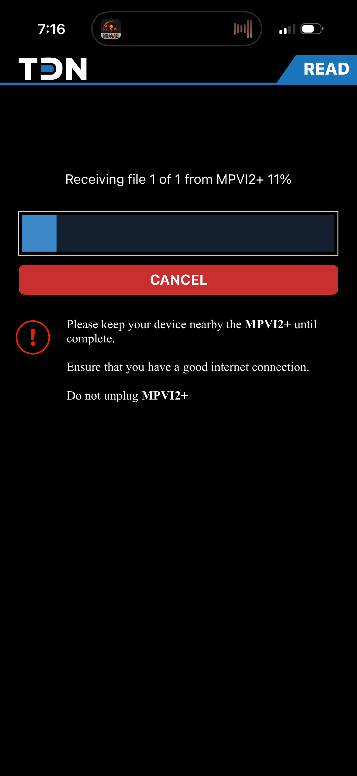 Receiving file from MPVI2+